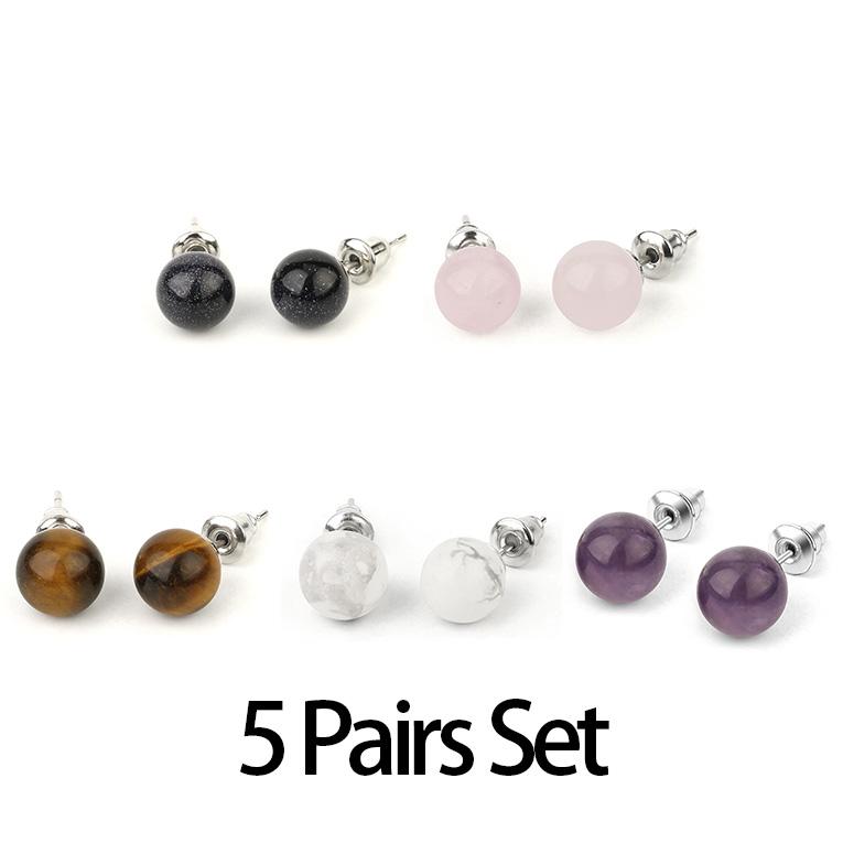 

Креативные милые серьги с натуральными кристаллами в горошек, простые европейские и американские серьги, женские оригинальные серьги-брелки 5 Mixed Pairs Set