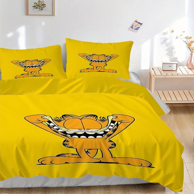 Garfield'S Big Smile Print 3Pcs Bedding Setduvet Cover With 2 Bedropillowcase Home Birthday Gift