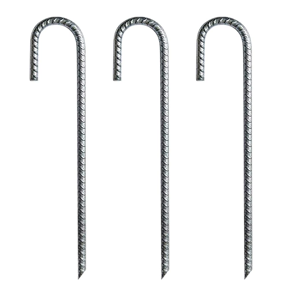 3Pcs Steel Ground Stakes Tents Nails U Shaped Metal Fences Stake Tent Pegs for Trampolines Camping Canopies Sheds