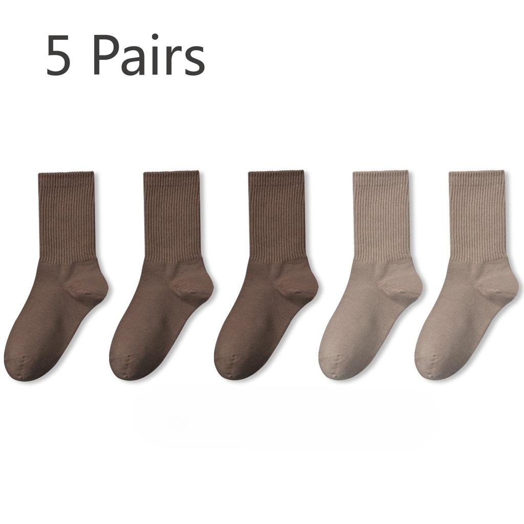 5 Pairs of Female Autumn and Winter Pure Cotton 7A Antibacterial Deodorant Wicking in The Tube Pile Cotton Socks