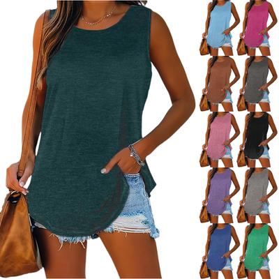 Sleeveless Crew Neck Tank Top for Women Casual Loose Fit Summer T Shirt Soft Lightweight Basic Blouse Tunic Top
