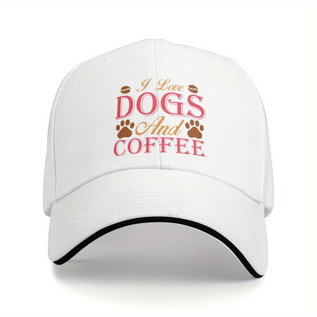 I Love Dogs and Coffee Baseball Cap Polyester Casual Adjustable Sun Hat Adult Summer Outdoor Cap