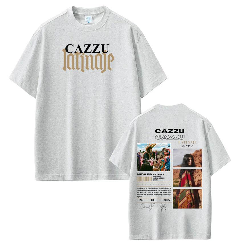 Singer Cazzu Latinaje Album Retro Print T Shirt Men Women Fashion Tshirt Shortsleeved Cotton Harajuku Casual Tshirts Fan Gift
