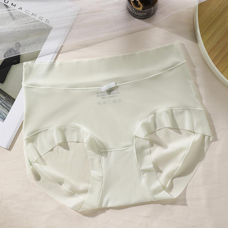 Ultra-thin Underwear Women's Breathable Nude Ice Silk Antibacterial Crotch Middle Waist Fat Plus Large Women's Briefs