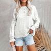 Women's Sweater Round Neck Hollow Lace Sleeve Color Sweater Bottoming Shirt