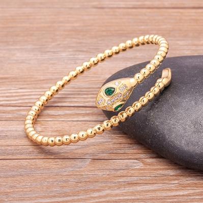 

Luxury Top Quality Copper Zircon Snake Cuff Bangle Adjustable Fashion Design Party Wedding Jewelry Lucky Bohemia Gift For Women