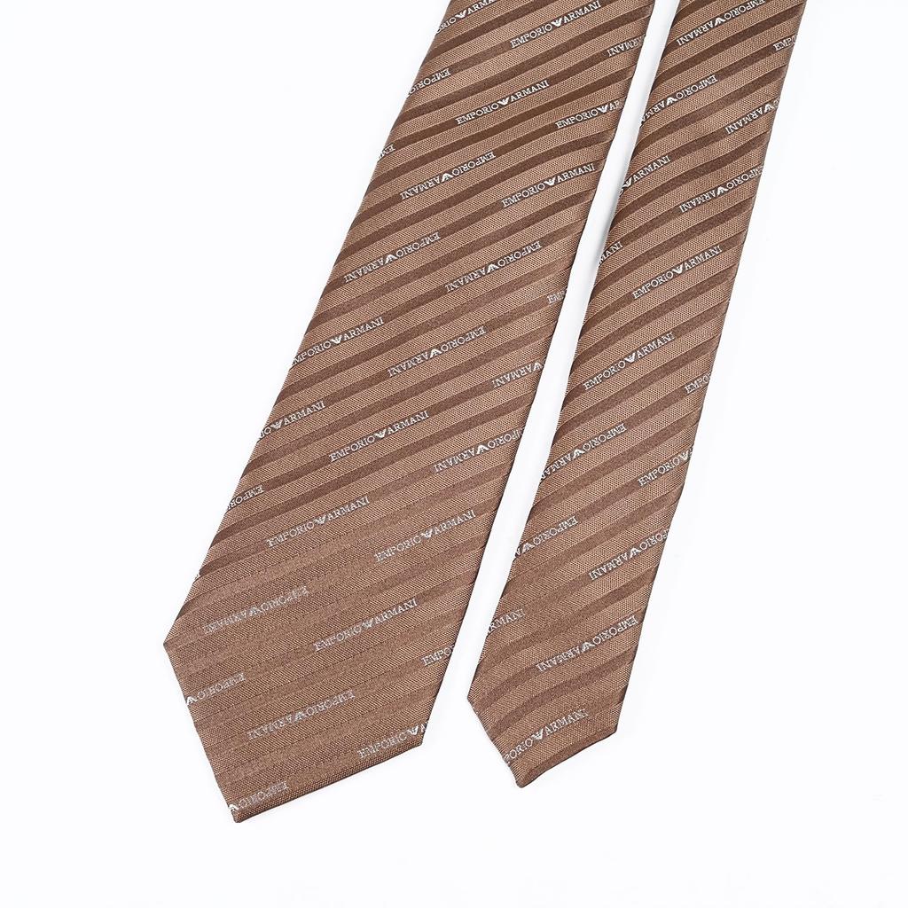 [Emporio Armani] Emporio Armani Erkek Kravat, 7,5 cm genişlik, %100 İpek, İsim Logosu Tipi, Kahverengi, MADE IN ITALY, 340075 2R605 F6125 [Kullanılmış]