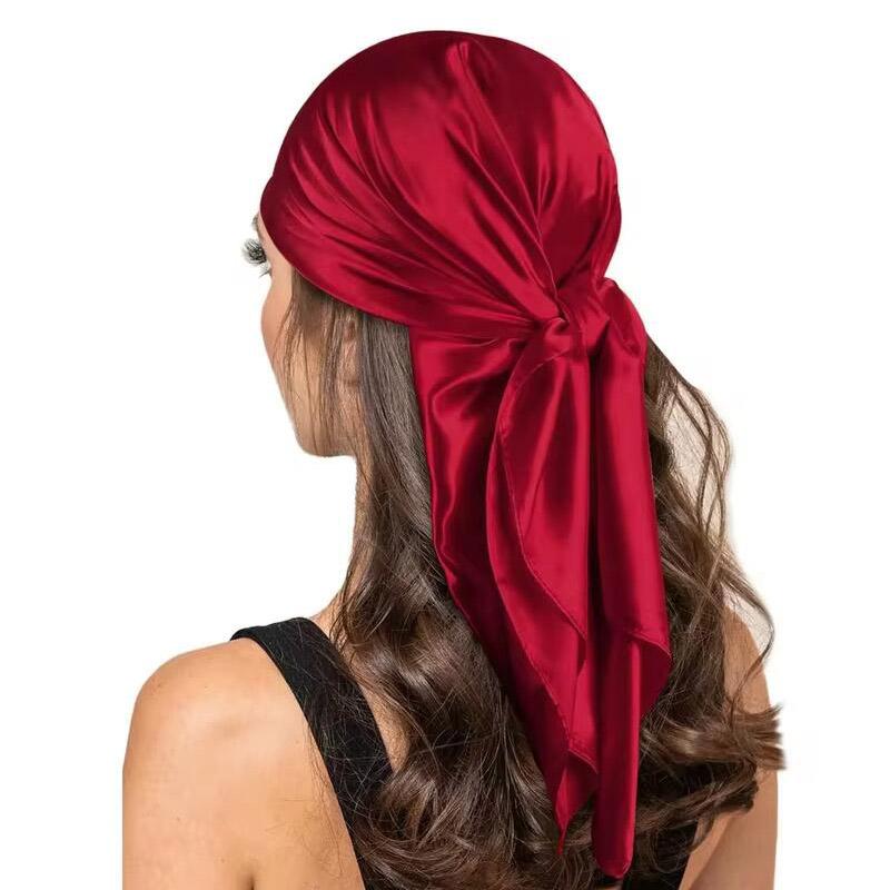 90cm Silk Scarf Scarftop Headwraps For Woman Fashion Four Seasons Hair Accessories Hijab Foulard Bandana Femme Headscarf