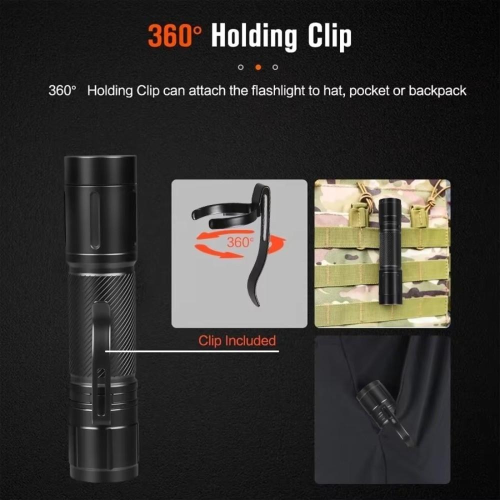 Type-c Charging Torch Light with Clip Outdoor Camping Lantern Strong Light Flashlight  Night Hiking