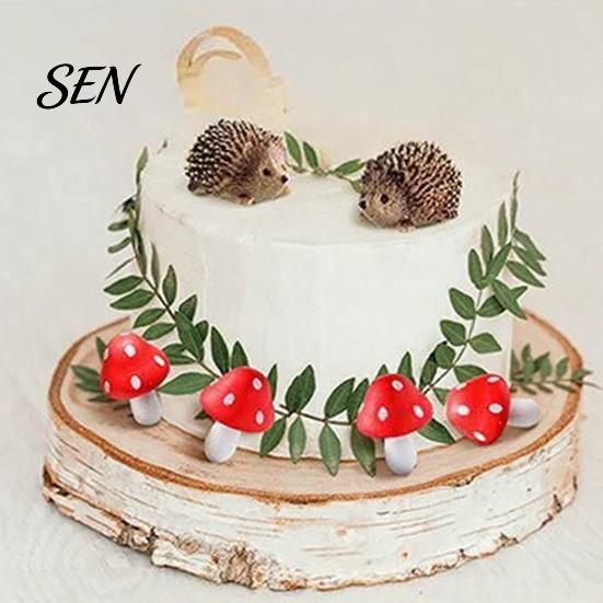 Cute Hedgehog Mushroom Set Micro Landscape Ornaments for Moss Terrariums Fairy Garden Decor, Miniature Decor Figurine, Mini Statue, Potted Plant