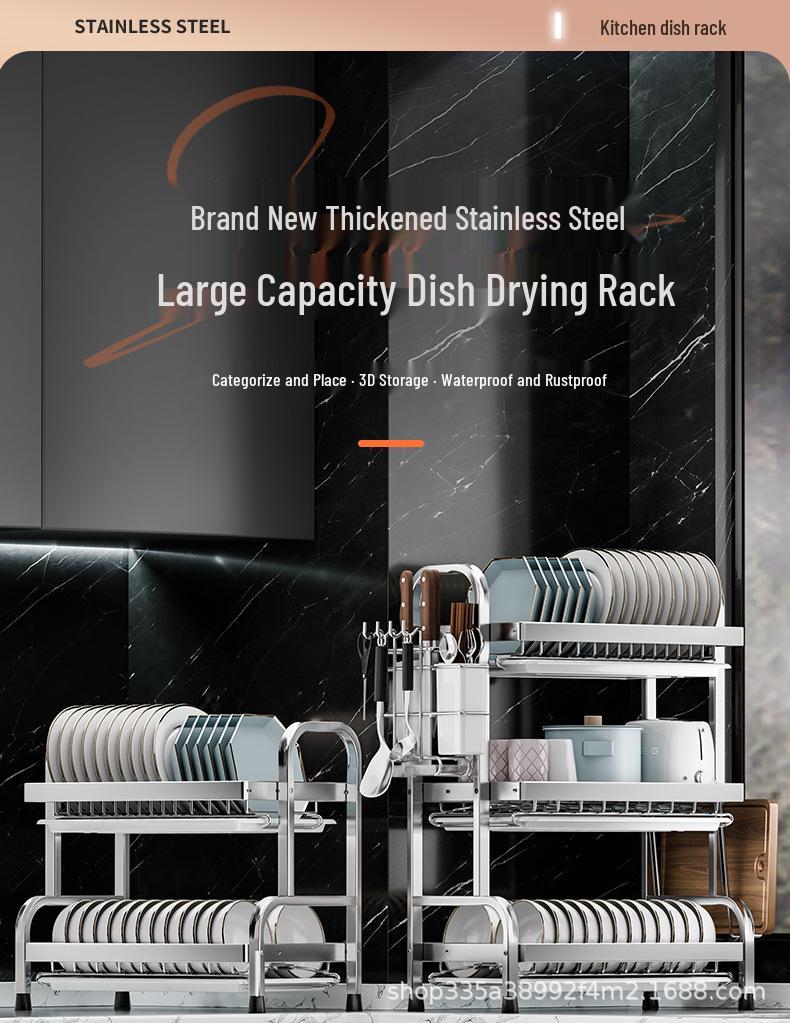 Multi-functional Stainless Steel Kitchen Sink Rack for Dishwashing and Storage