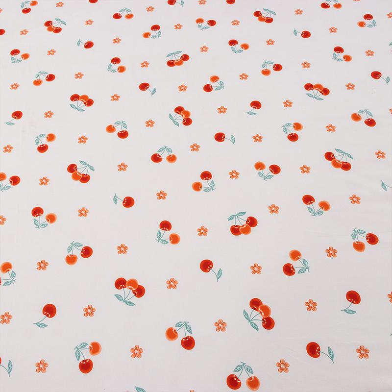 3Pc Cherry Little Red Flower Bed Sheet Kawaii Bedding Set 100%Polyester 1Fitted Sheet 2Pillowcase Suitable For Adults/Children