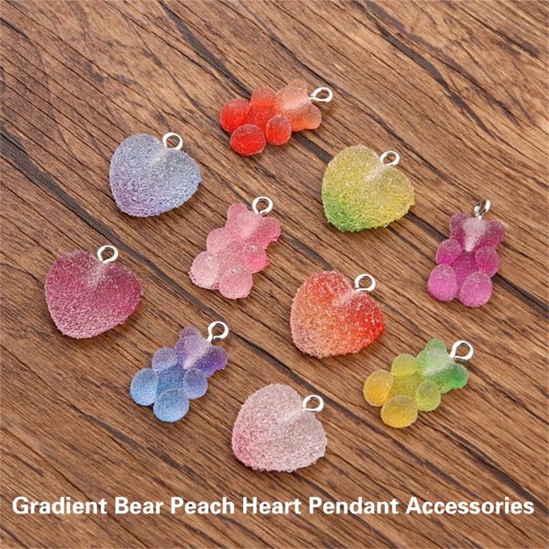 20Pcs Mixed Color Bear Heart Star DIY Charm Versatile Resin Pendants for Handmade Jewelry and Keychain Embellishments