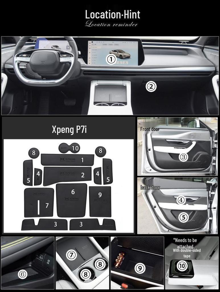 XPeng P7i Door Slot Pad & Cup Holder Decorative Accessories