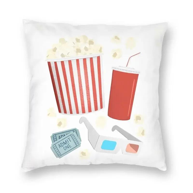 Retro Movie Night Popcorn Cushion Cover Camera  Floor Pillowcase Sofa Cool  Home