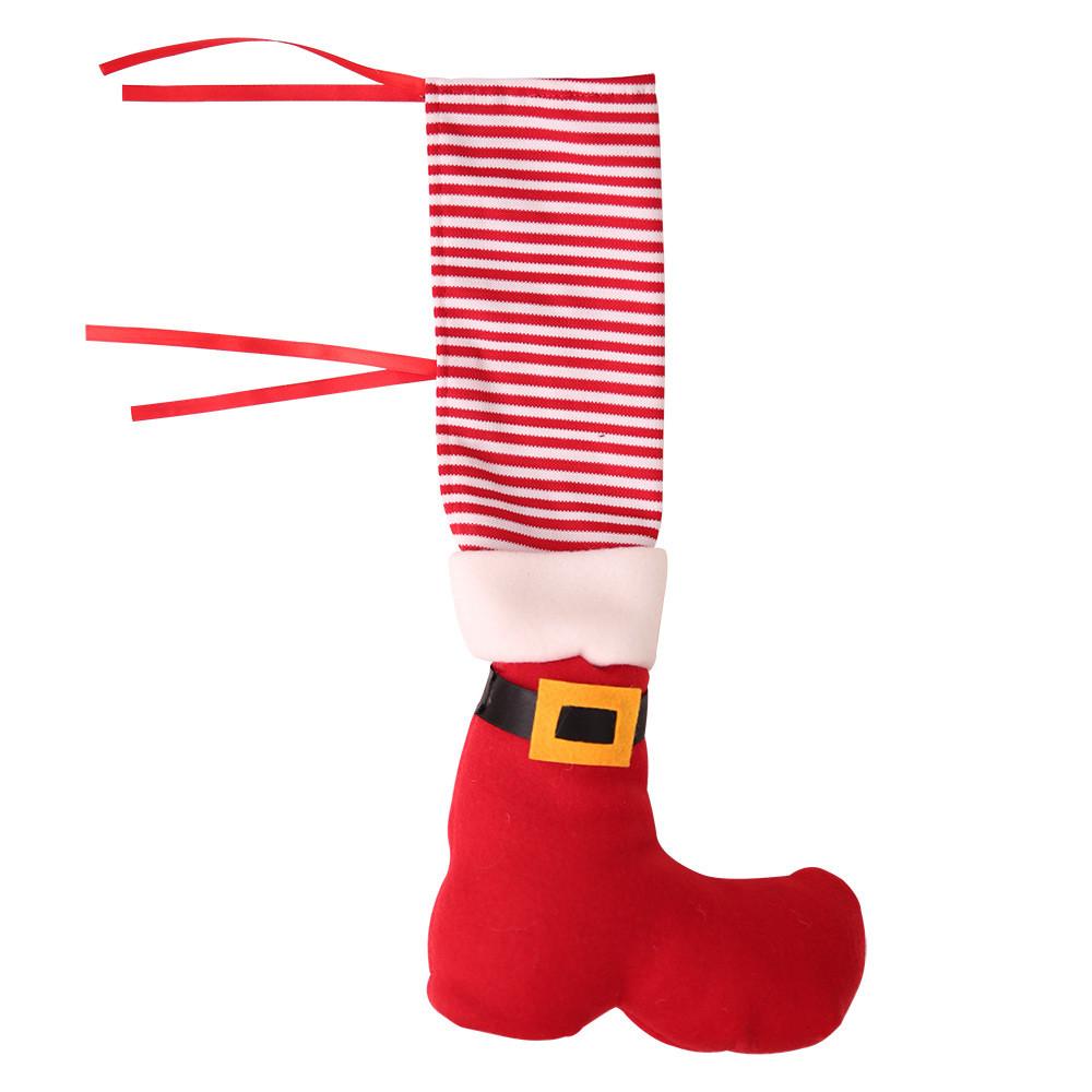 

Christmas Table Chair Foot Cover Red Striped Decoration Party New Ornament Year