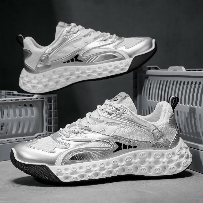 

2025 summer new thin ins men s shoes mesh breathable dad shoes thick sole heightening lightweight casual sports shoes 39