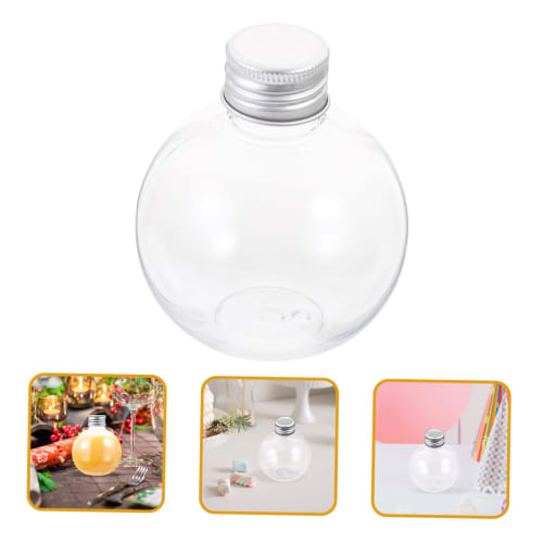 Holibanna 10pcs Clear Spherical Bottles, Light Bulb Drink Bottles, Light Bulb Candy Containers, Yogurt Containers, Plastic Smoothie Bottles, Clear Fak