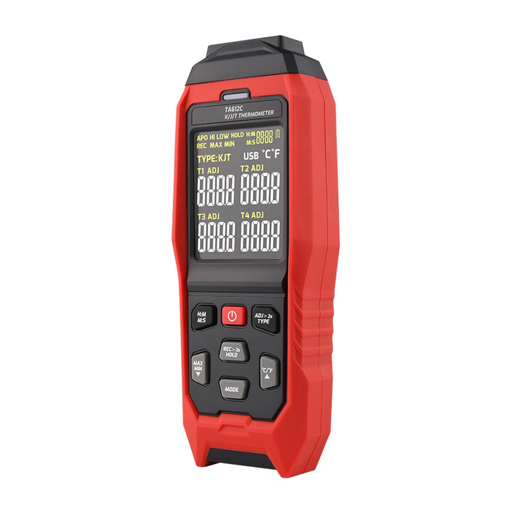 K J T Type Thermometer 4 Channels Digital Thermocouple Thermometer 5000 Group Data Storage VA Color Screen with