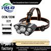USB Rechargeable Waterproof LED Headlamp with Five Bright Heads for Outdoor Night Fishing