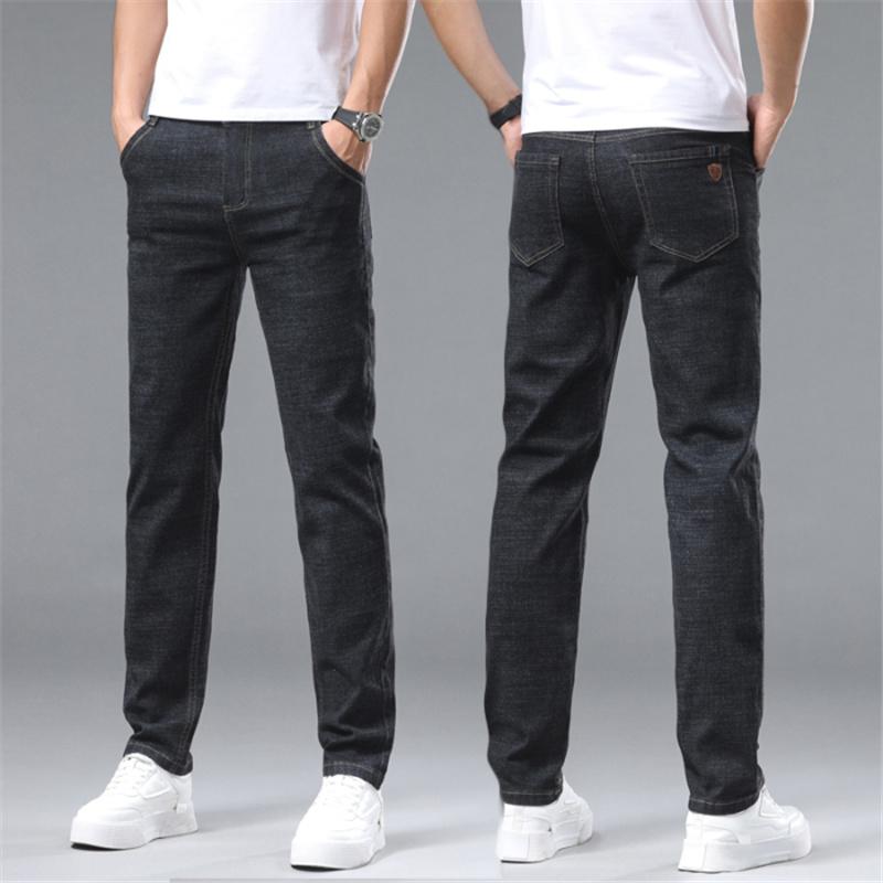 Mode Herren Stretch Locker Gerade Jeans Lässig Elastisch Slim Fit Denimhose Männlich Businesshose Große Größe 28 40
