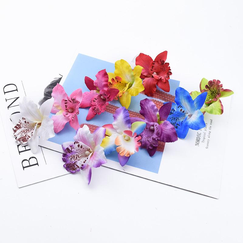 10/20pcs Artificial Flower Plants Butterfly Orchid Flowers Wall Wedding Home Room Decor Bridal Accessories Clearance Wreath prop