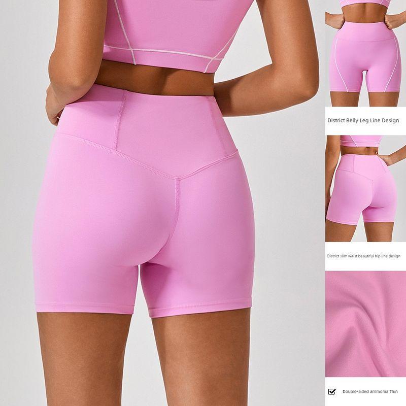 Export Fashion Contrast Color Summer High Waist Tight Nude Feel No Embarrassment Line Yoga Pants Women's Peach Hip Raise Three-Point Fitness Pants