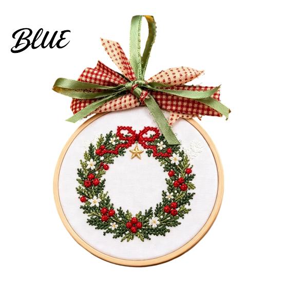 Handmade Craft Gift for Adults Christmas Embroidery Ornament DIY Kit, Beginner-Friendly Stitching Set with Healing Experience All Tools, Wall Hanging