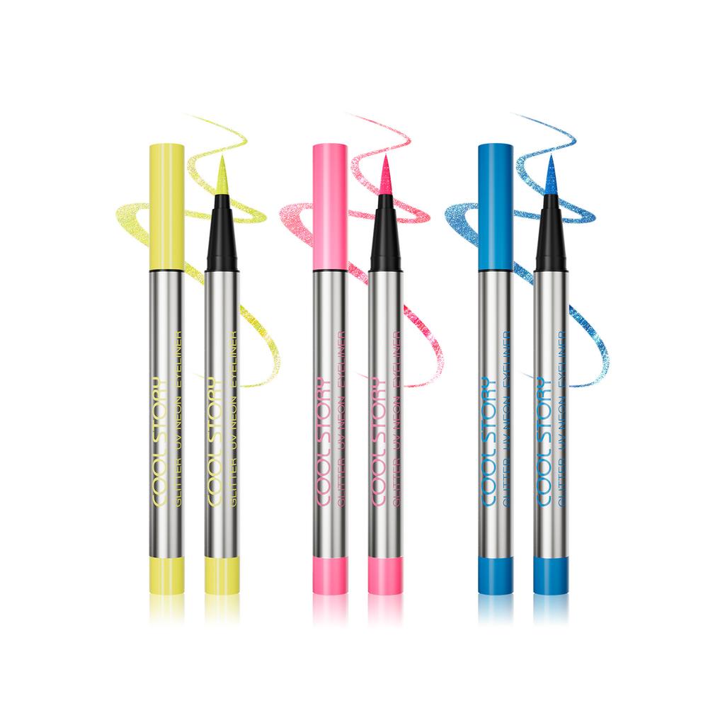 3 Pearlescent Fluorescent Eyeliner Set UV Face Color Lasting Quick Drying Waterproof Sweat Body Painting Suitable for Stage Halloween