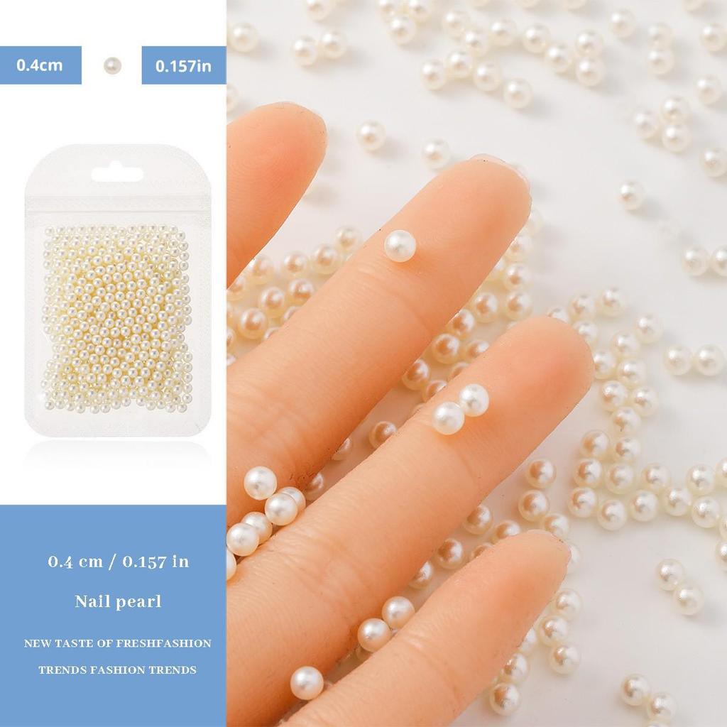 1.5mm-5mm Pearl White Resin Nail Art Stickers: Half-round, Flat-bottom, 3D Transparent Bubble & Teardrop Mermaid Beads