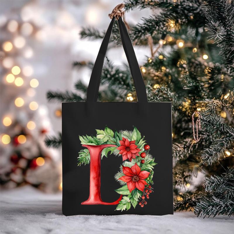 Christmas letter flower print niche trend tote bag shoulder bag