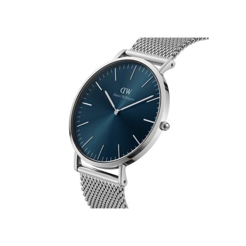 Official Limited Edition/2-Year Warranty/Authentic Daniel Wellington DW Men's Classic Mesh Arctic 40mm Watch in Silver/Blue/Brown, Luxury Leather Busi