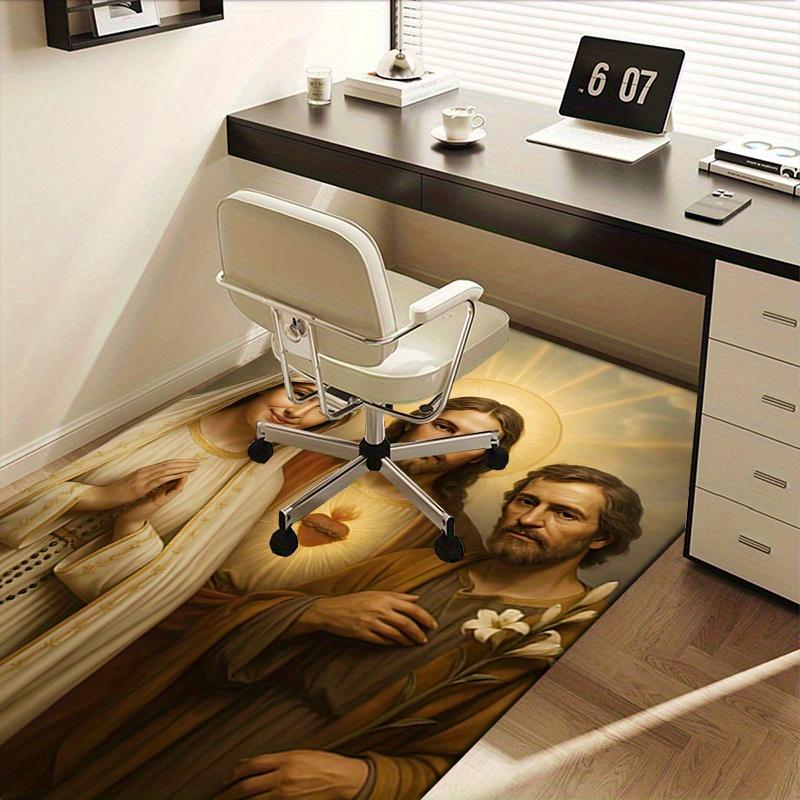 1pc Virgin Mary,Jesus Christ,Saint Joseph Office Carpet Soft Polyester Entrance Carpet Washable Non