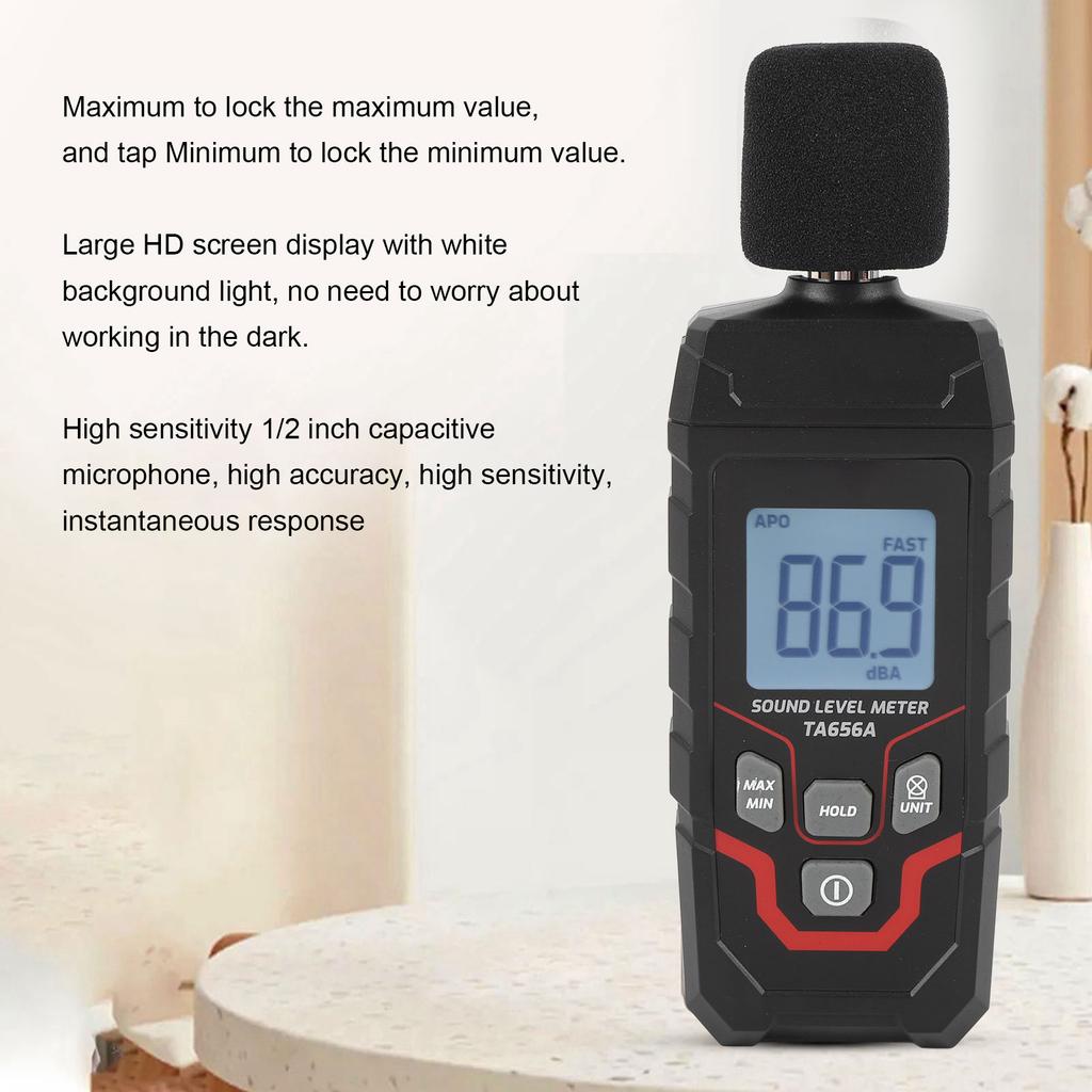 DB-Meter Schallpegelmesser Digitales Dezibelmeter 30,0 bis 130 dBA Bereich ±1,5 dB Genauigkeit Großer Bildschirm Tragbarer Schallpegelmesser