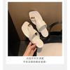 Trendy Metal Capri Early Summer Set Toe Square Head Versatile Flat Bottom Outer Wear Herringbone Open Toe Cool Slippers Female Summer