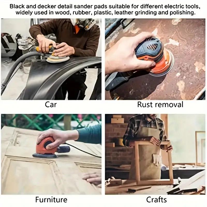 Set de 60 bucăți de plăcuțe de șlefuit triunghiulare pentru șlefuitoare de detalii - puf roșu, design cu 6 găuri pentru prelucrarea lemnului și lustruirea metalelor Include granulație 60/80/120/180/240/320