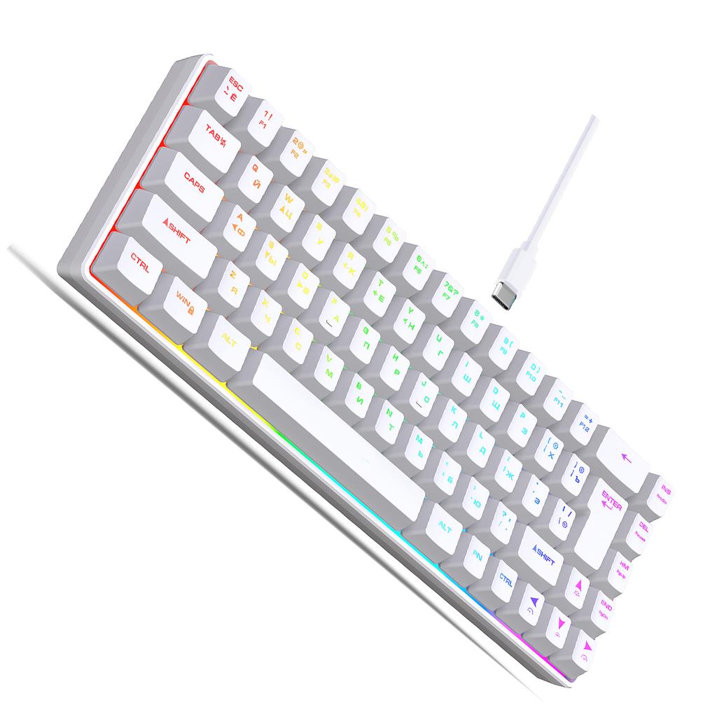 Russian English Dual Language Keyboard 68-Key RGB Backlit Gaming Mechanical Keyboard for Gaming