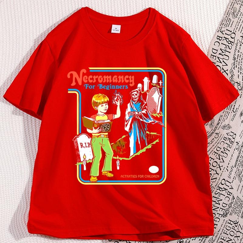 Necromancy for Beginners Activities for Children T Shirts for Man Woman Vintage Printed Tshirt Round Neck Short Sleeve Clothing