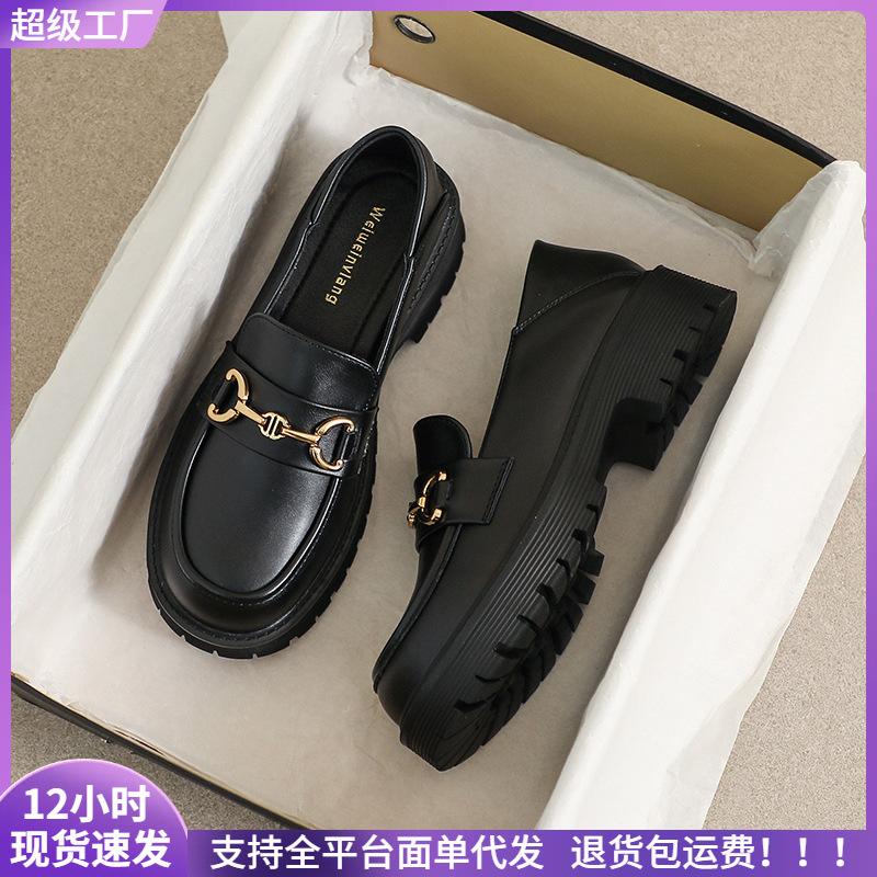Platform shoes women s new small height increase retro small leather shoes 34 5136₽