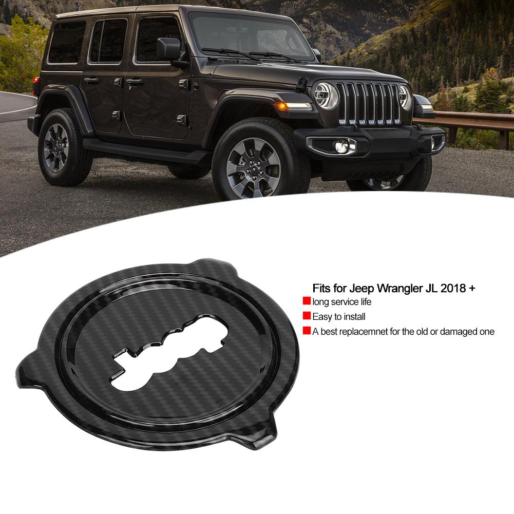Car Carbon Fiber Texture Steering Wheel Center Trim Frame Cover Fits for Jeep Wrangler JL 2018 +