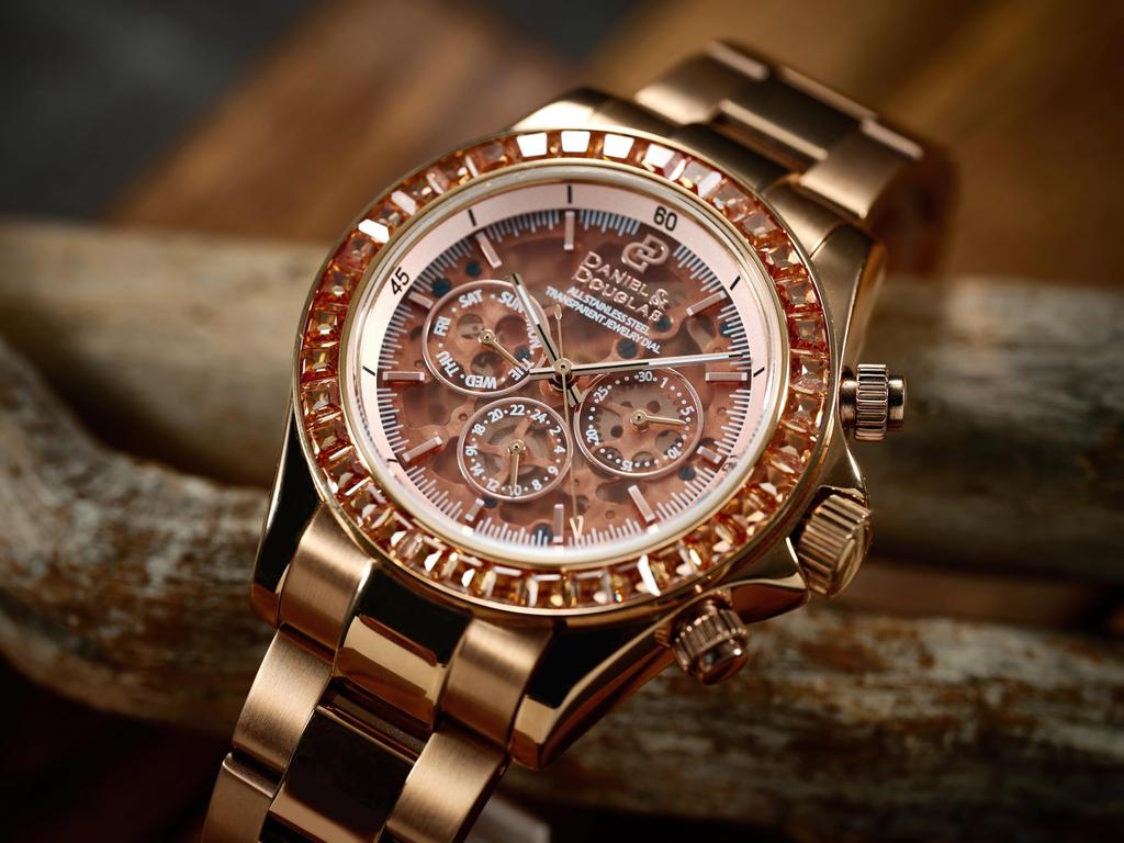 Daniel & Douglas Men's Automatic Analog Watch, DD8812, Gold and Silver (Pink Gold)