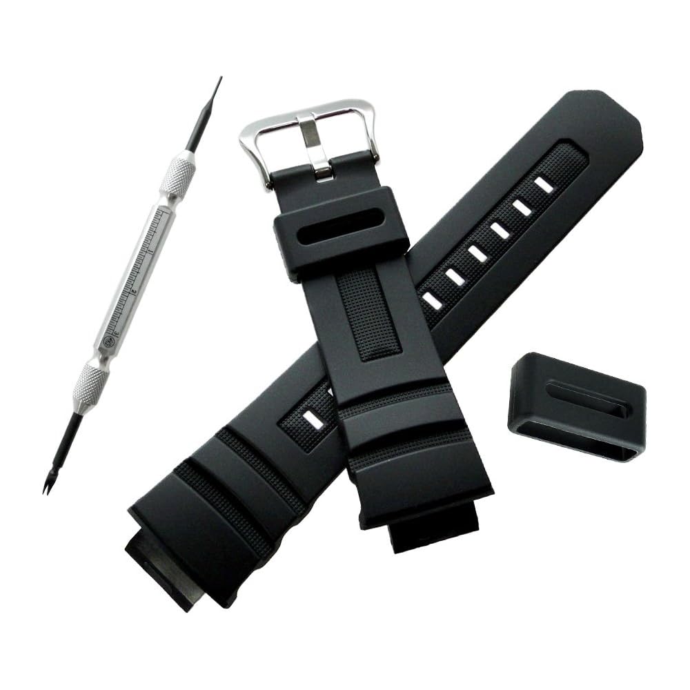 [Casio] Genuine G-Shock Replacement Band 10273059 Compatible with AW-590, AW-591, AWG-100BR, AWG-100, AWG-101, AWG-M100 (Includes 2 loops, spring bar