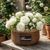 Plant Display Rustic Woven Flower Basket Plastic Sturdy Succulent Container Handcrafted Decorative Flower Shop Pots Home Decor