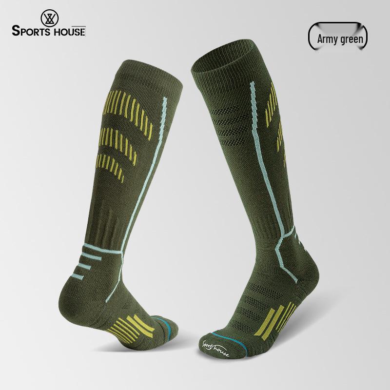 Sport'sHouse Men's Thick Wool High Tube Ski Socks with Terry Bottom
