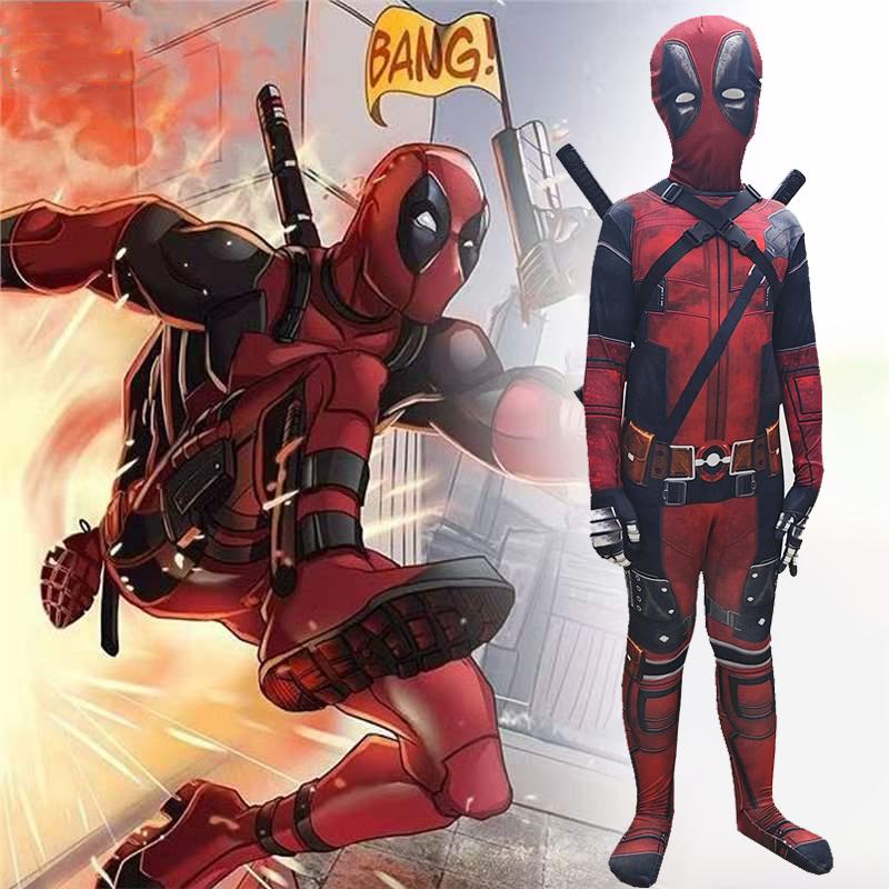Spooky Holiday Superhero Deadpool Cosplay Suit Jumpsuit Backpack Fantasy Movie Character Mask Tights Featuring Sword Plus Pouch Holiday Collection