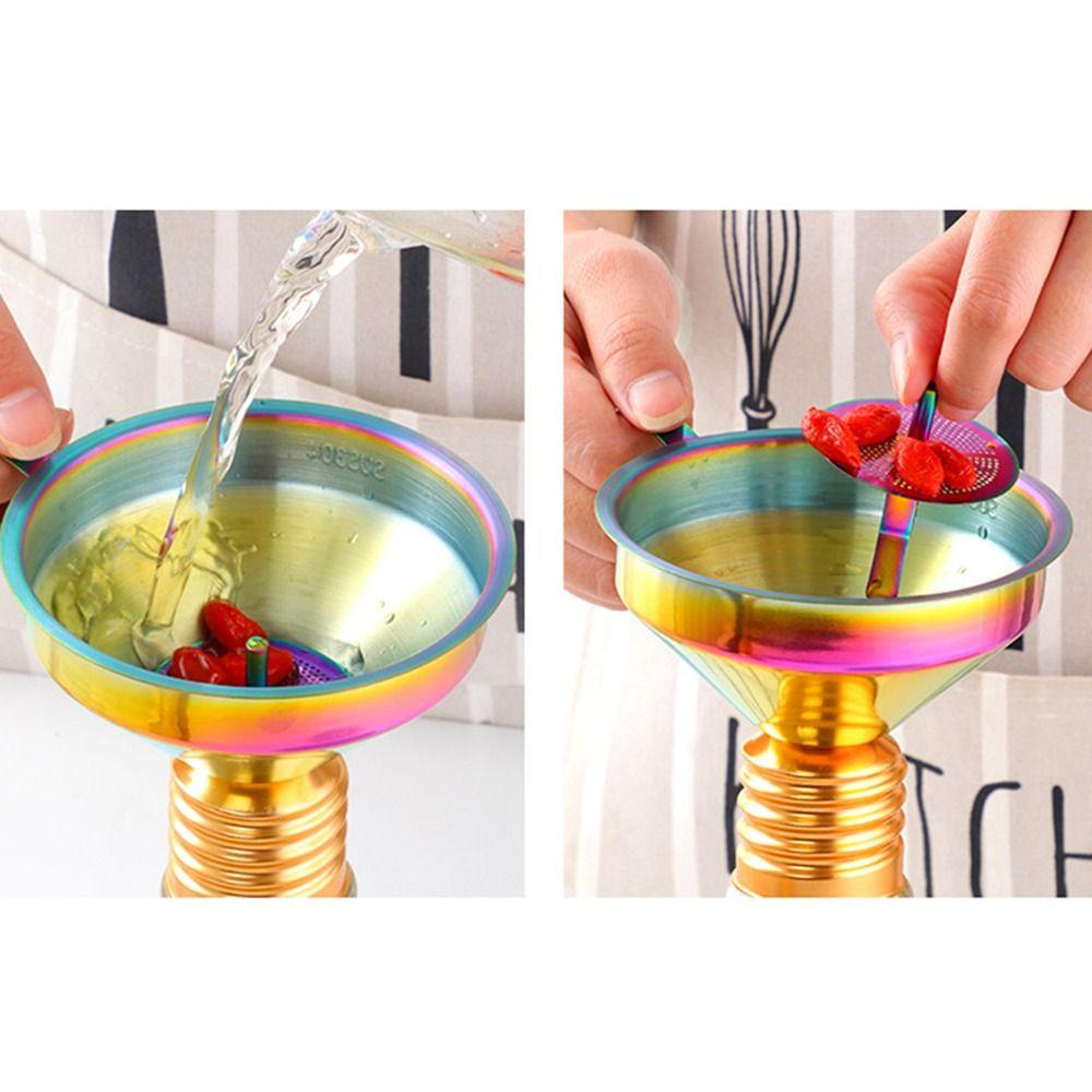 Wide Mouth Stainless Steel Funnels Anti-slip Handle Funnel for Filling Small Bottles Oil