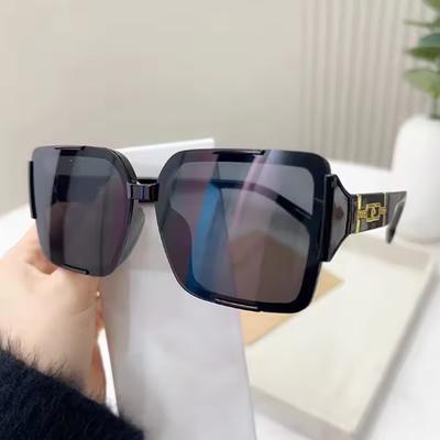 2Pcs New Fashion Oversized Square Sunglasses Men Women Casual Sun Glasses Unisex Alloy Decoration Sun Protection Eyeglasses