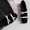 Fashion Sweet Square Toe Bow Mary Jane Shoes Women Patent Leather Shallow Slide Sandals Comfortable Square Heel Designer Brand Sandals