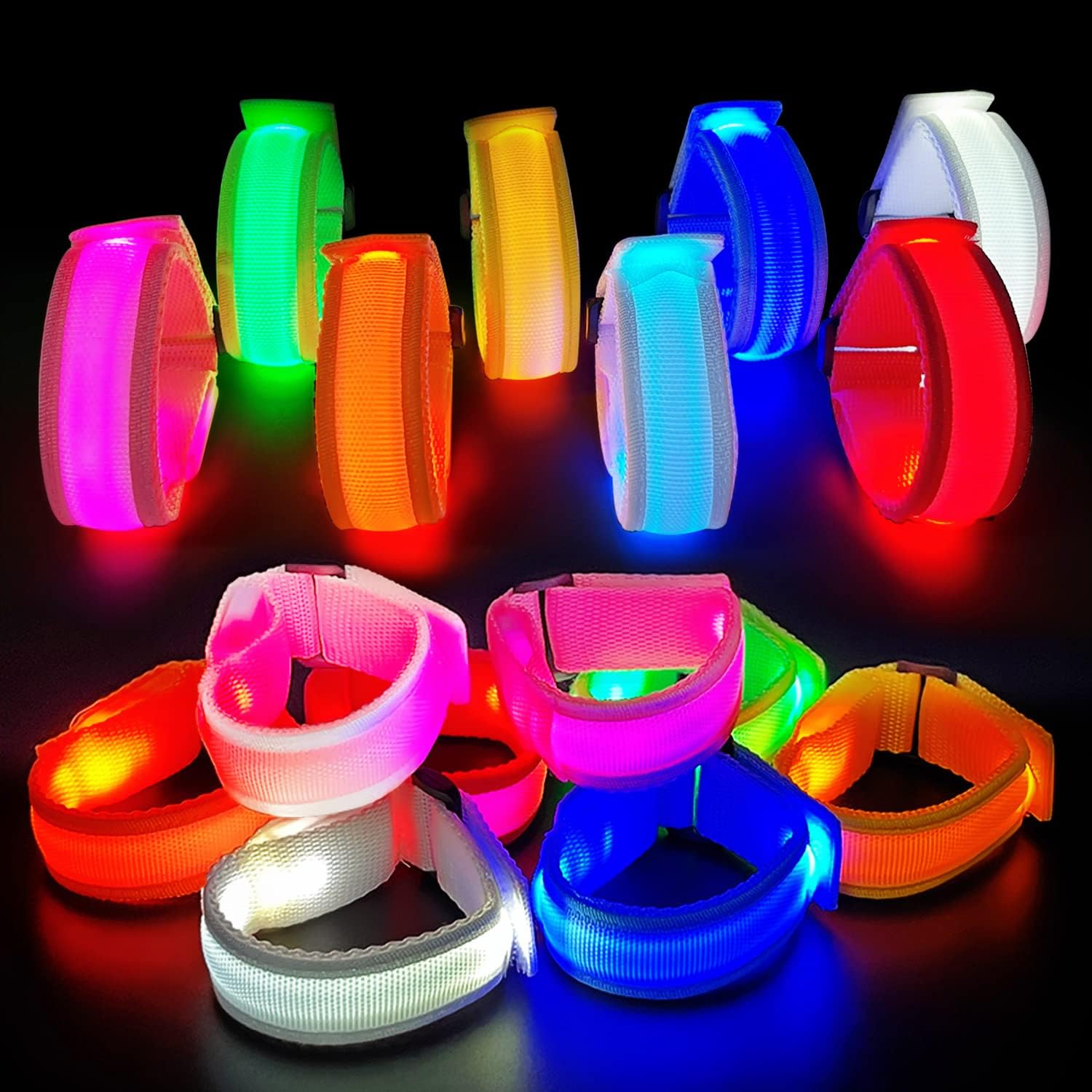 

20pcs Light Up Wristbands Flashing Arm Wrist Bands LED Glow Bracelets LED Luminous Sports Wrist Strap Party Supplies Concert 20pcs різнокольоровий