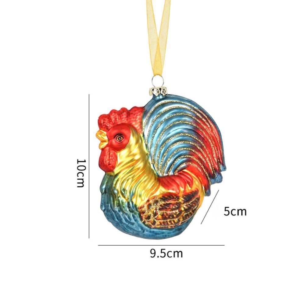 Glass Painted Christmas Decorations Rooster Panda Elephant Shape Colorful Hanging Ornaments Christmas Ornaments